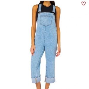 Culotte Indigo Denim Cuffed Overalls